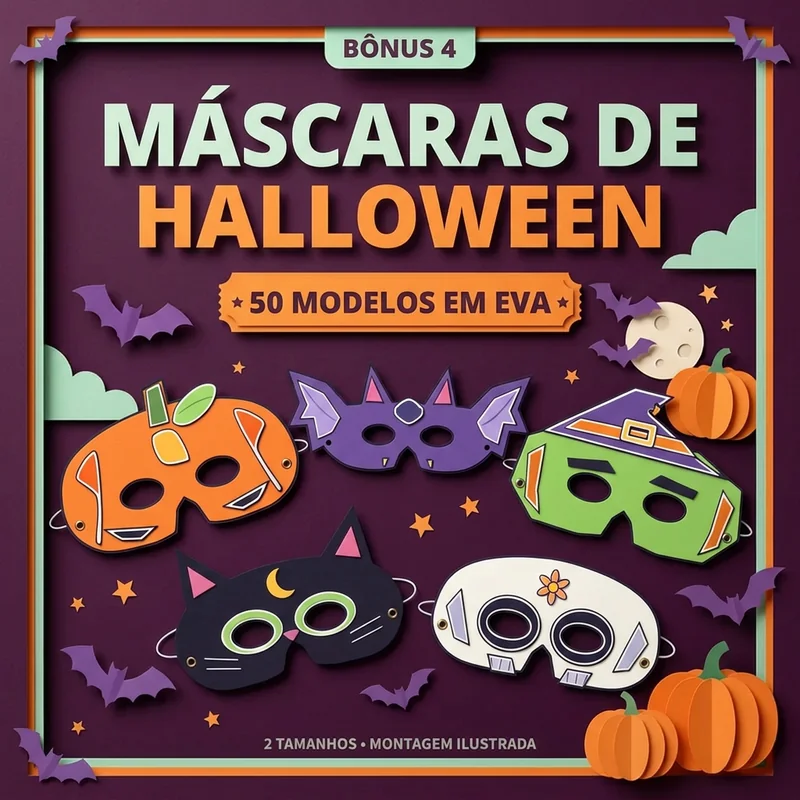 Capa Festival das Máscaras: 50 modelos de máscaras de Halloween em EVA